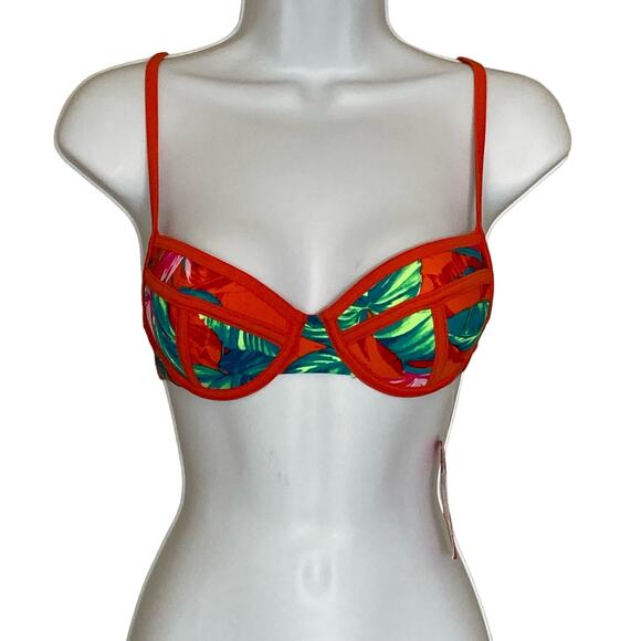 NWT Xhilaration Bralette Push Up Bikini Top Tropical Print Underwire Back XS - Picture 1 of 14
